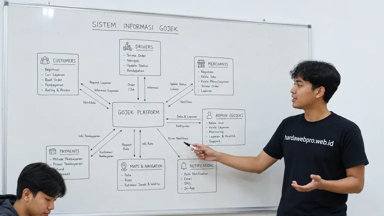 mahasiswa mempresentasikan studi kasus sistem informasi perusahaan gojek